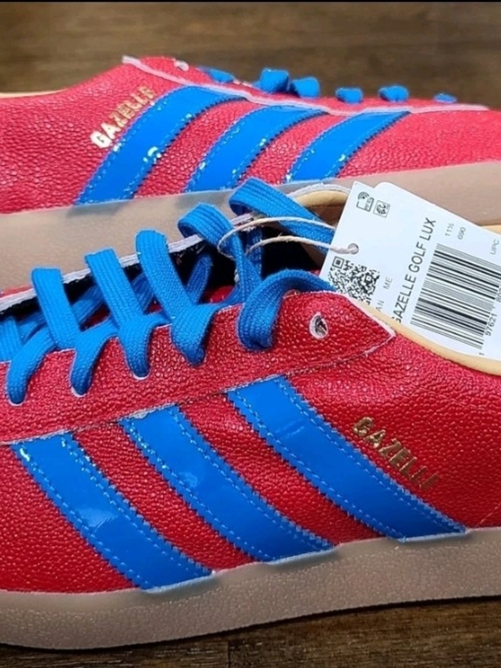 adidas Gazelle Golf Lux Spikeless Leather Golf Shoes Red/Blue Men's US 12 JQ7720 View 2